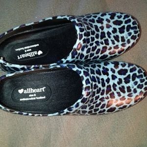Clogs, size 39, blue animal print